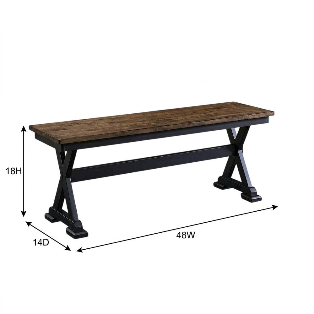 Chicory and Black Transitions Bench with Distressed Finish for Living Room