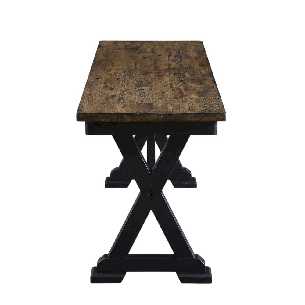 Chicory and Black Transitions Bench with Distressed Finish for Living Room