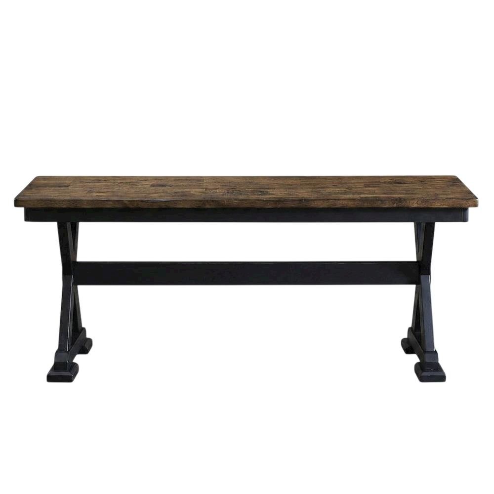 Chicory and Black Transitions Bench with Distressed Finish for Living Room