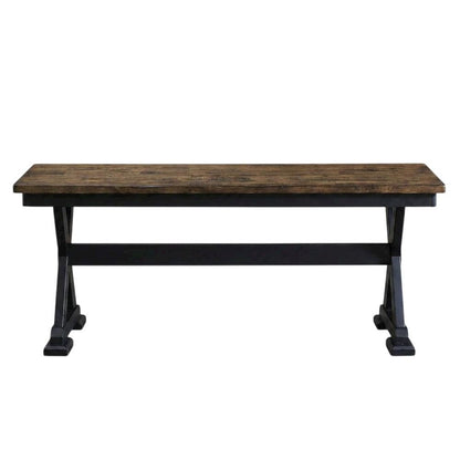 Chicory and Black Transitions Bench with Distressed Finish for Living Room