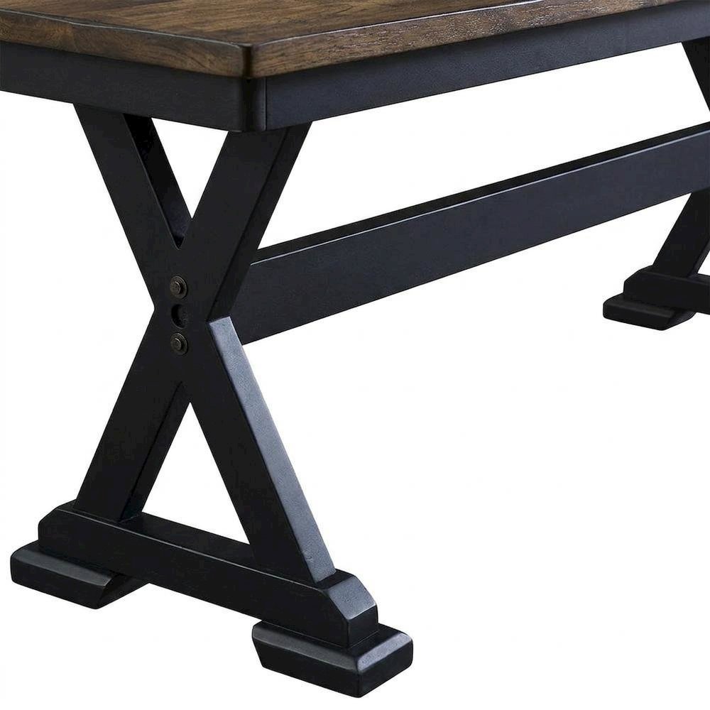 Chicory and Black Transitions Bench with Distressed Finish for Living Room