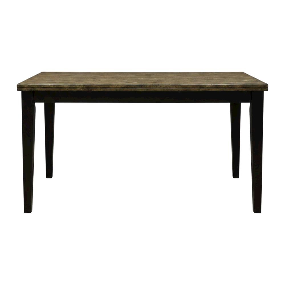 Chicory and black distressed wood dining table with adjustable length, seats six