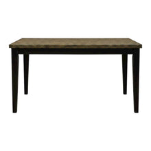 Chicory and black distressed wood dining table with adjustable length, seats six