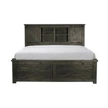 Charcoal Rustic Storage Bed with Integrated Bench and Solid Pine Construction
