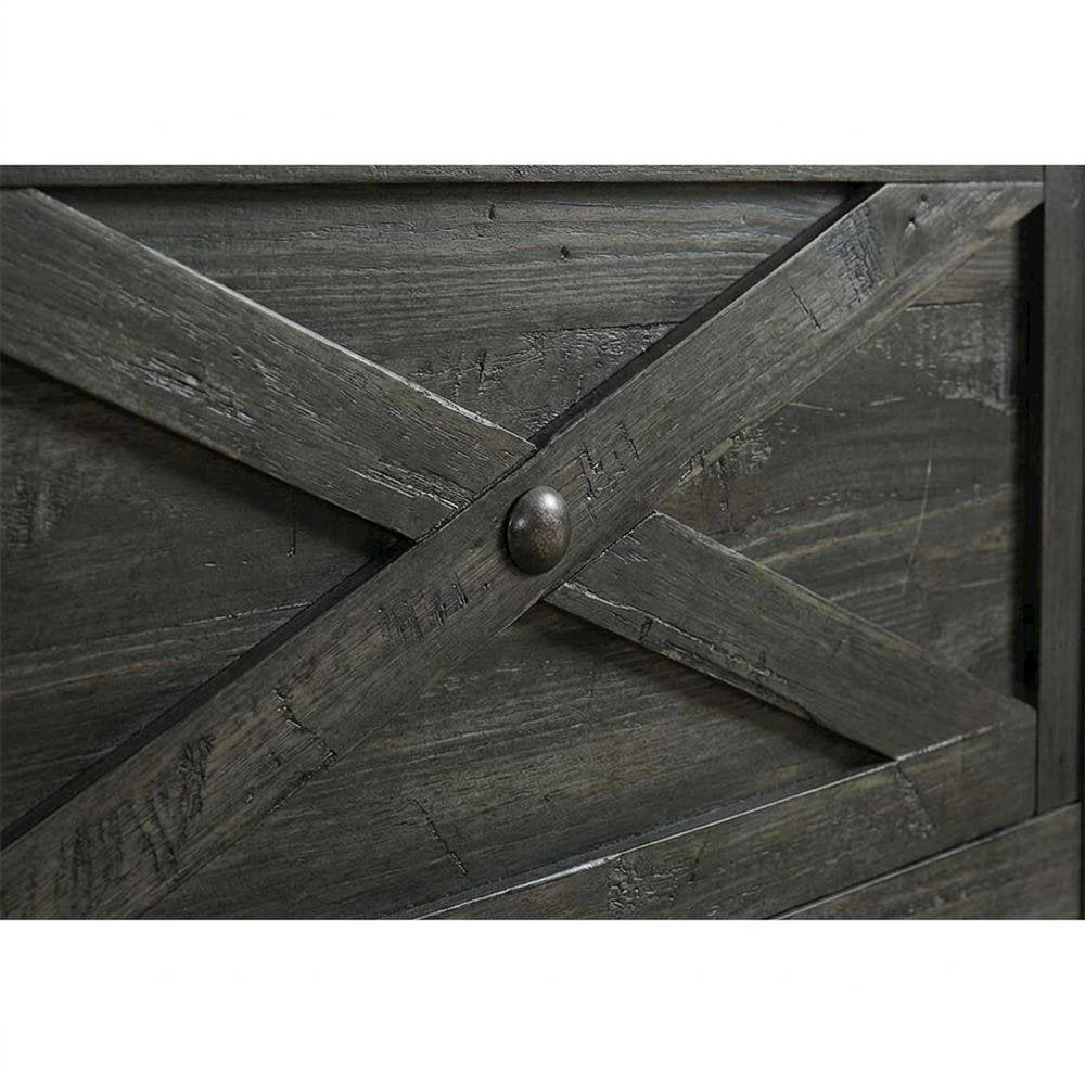 Charcoal Rustic Storage Bed with Integrated Bench and Solid Pine Construction