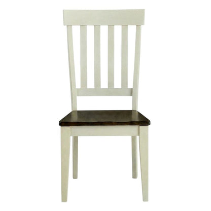 Chalk and Cocoa Slatback Side Chair with Solid Rubberwood Seat