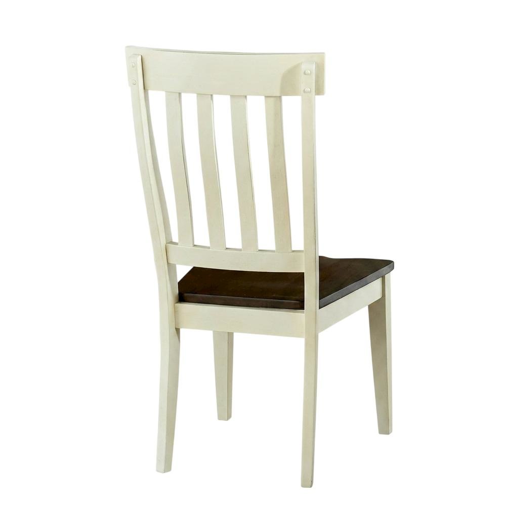 Chalk and Cocoa Slatback Side Chair with Solid Rubberwood Seat