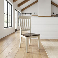 Chalk and Cocoa Slatback Side Chair with Solid Rubberwood Seat