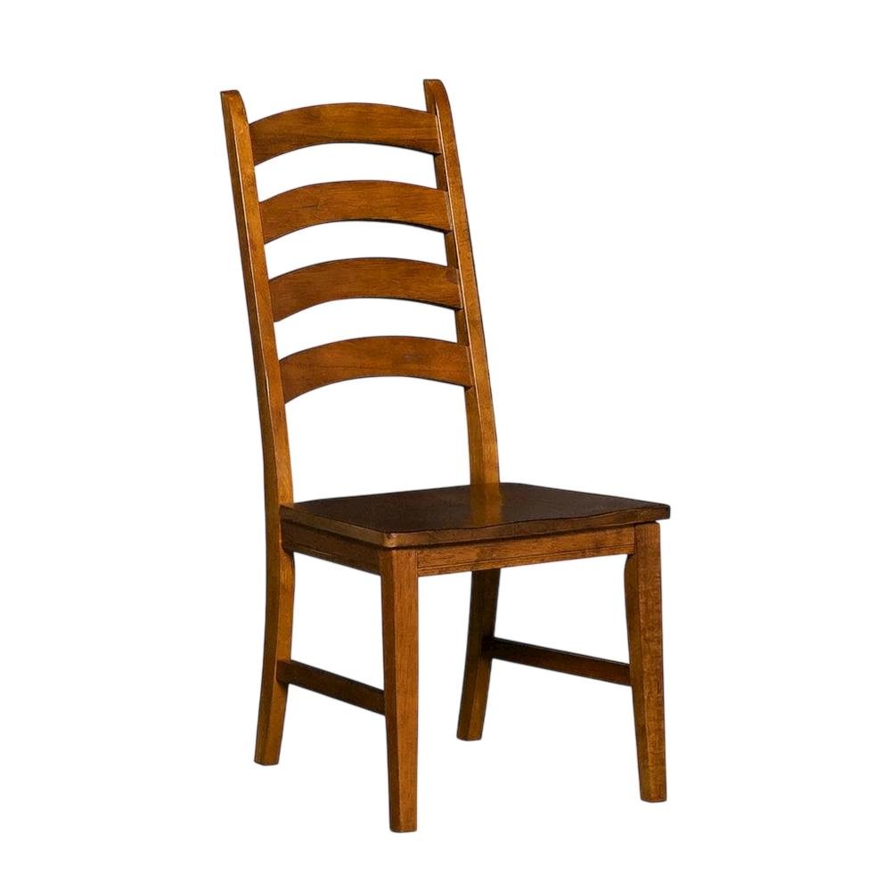 Rustic Amber Side Chair with Distressed Finish and Solid Rubberwood Construction