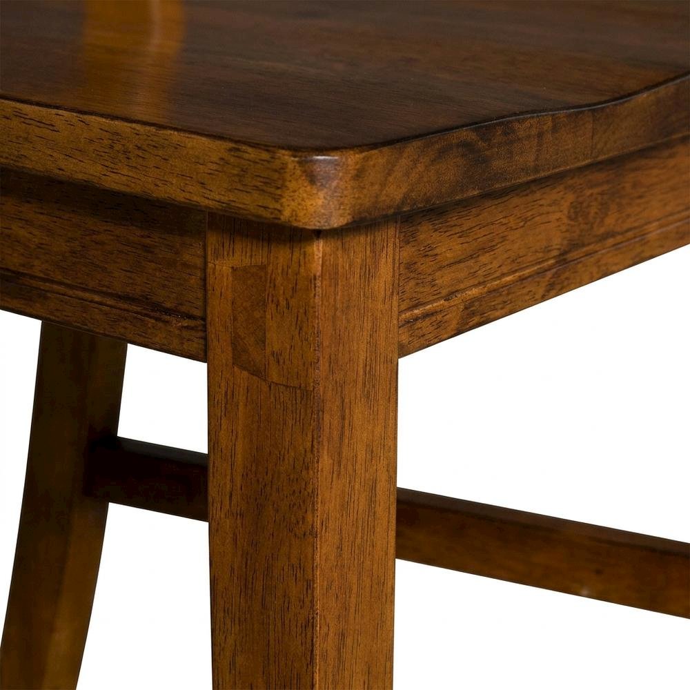 Rustic Amber Side Chair with Distressed Finish and Solid Rubberwood Construction