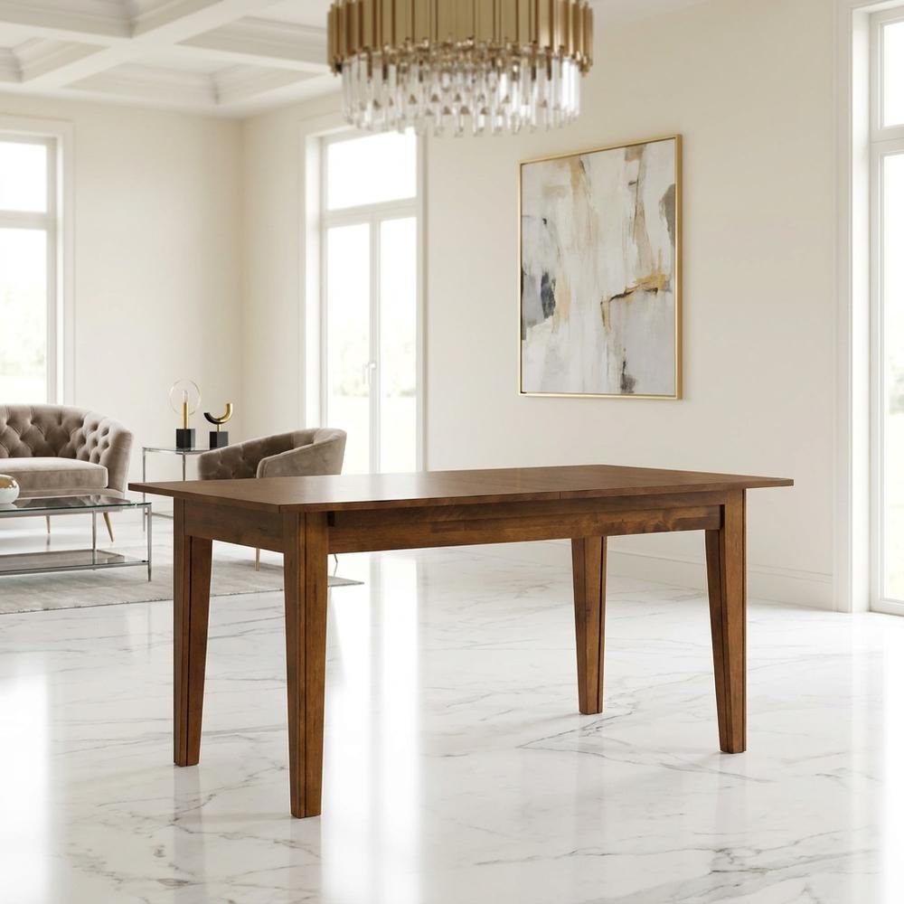 Rustic Amber Rectangle Dining Table with Distressed Finish and Adjustable Length