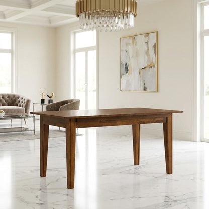Rustic Amber Rectangle Dining Table with Distressed Finish and Adjustable Length