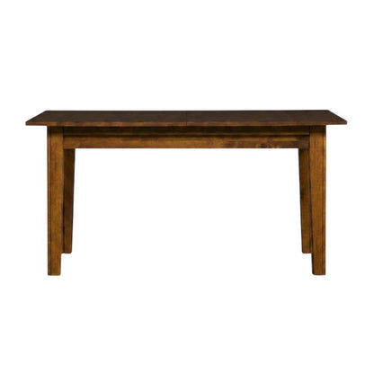 Rustic Amber Rectangle Dining Table with Distressed Finish and Adjustable Length