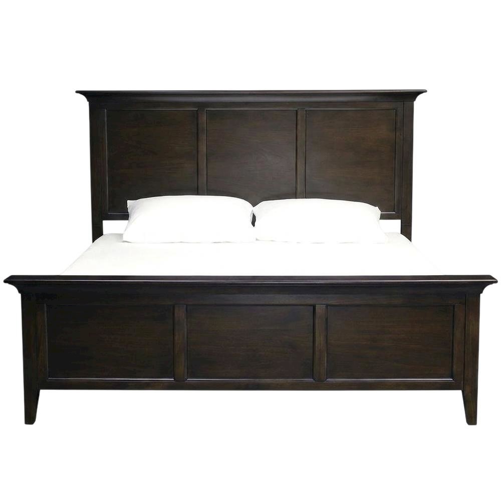 Cherry Brown Finish Platform Bed with Solid Mahogany in Transitional Style