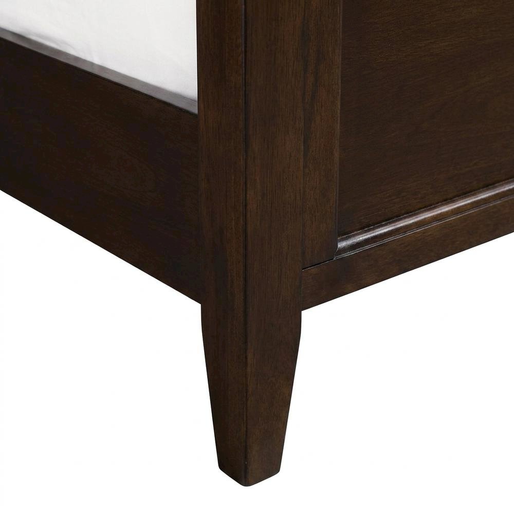 Cherry Brown Finish Platform Bed with Solid Mahogany in Transitional Style