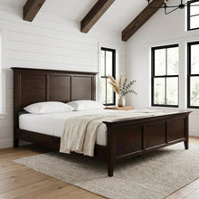 Cherry Brown Finish Platform Bed with Solid Mahogany in Transitional Style