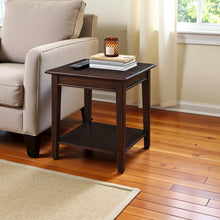 Brown Wooden End Table for Living Room, Small Square Table with Shelf