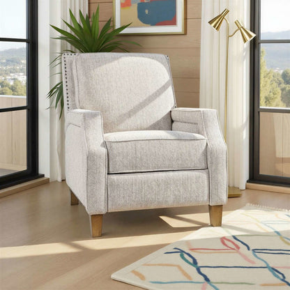 York Push Back Upholstered Recliner Accent Chair with Nailhead Trim