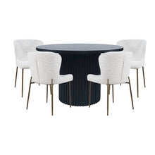 Auden Five Piece Mid-Century Modern Dining Set, Performance Upholstered Chairs