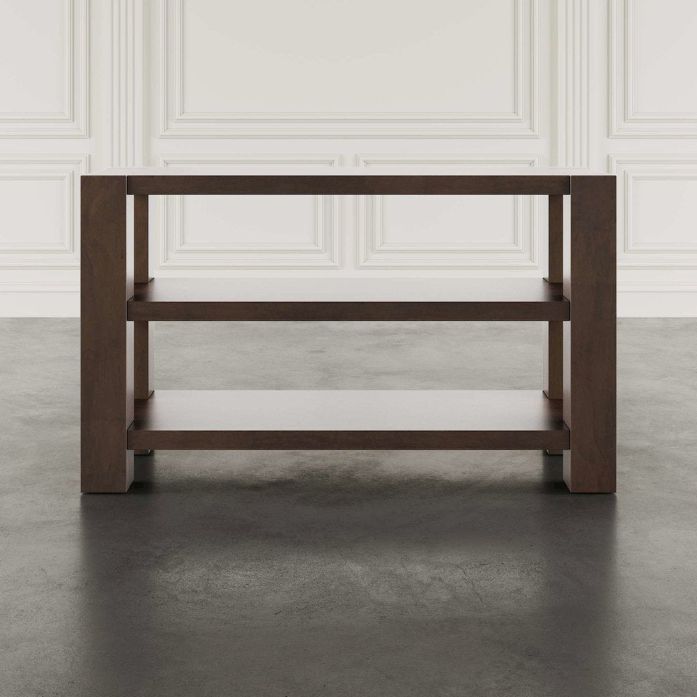 Brownstone 50" Transitional Modern Block-Frame Sofa Console Table with Shelves