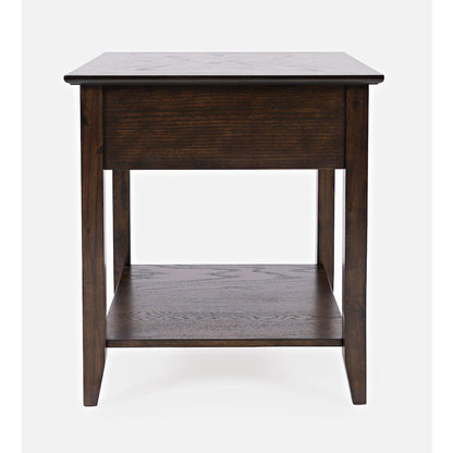 Modern Espresso Traditional End Table with Drawer and Shelf