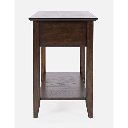 Modern Espresso Traditional Chairside End Table with Shelf and Drawer