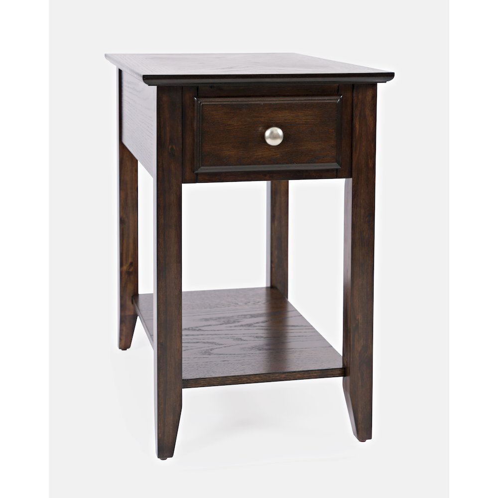 Modern Espresso Traditional Chairside End Table with Shelf and Drawer
