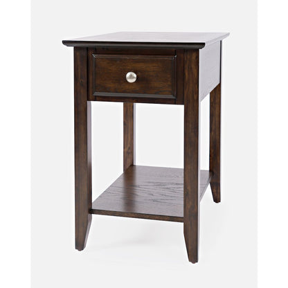 Modern Espresso Traditional Chairside End Table with Shelf and Drawer