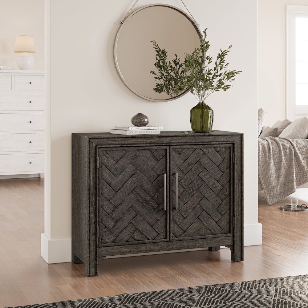 Gramercy Mid-Century Modern Chevron Two Door 40" Accent Chest
