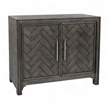 Acacia Veneer Chevron Two-Door Accent Chest, Mid-Century Credenza