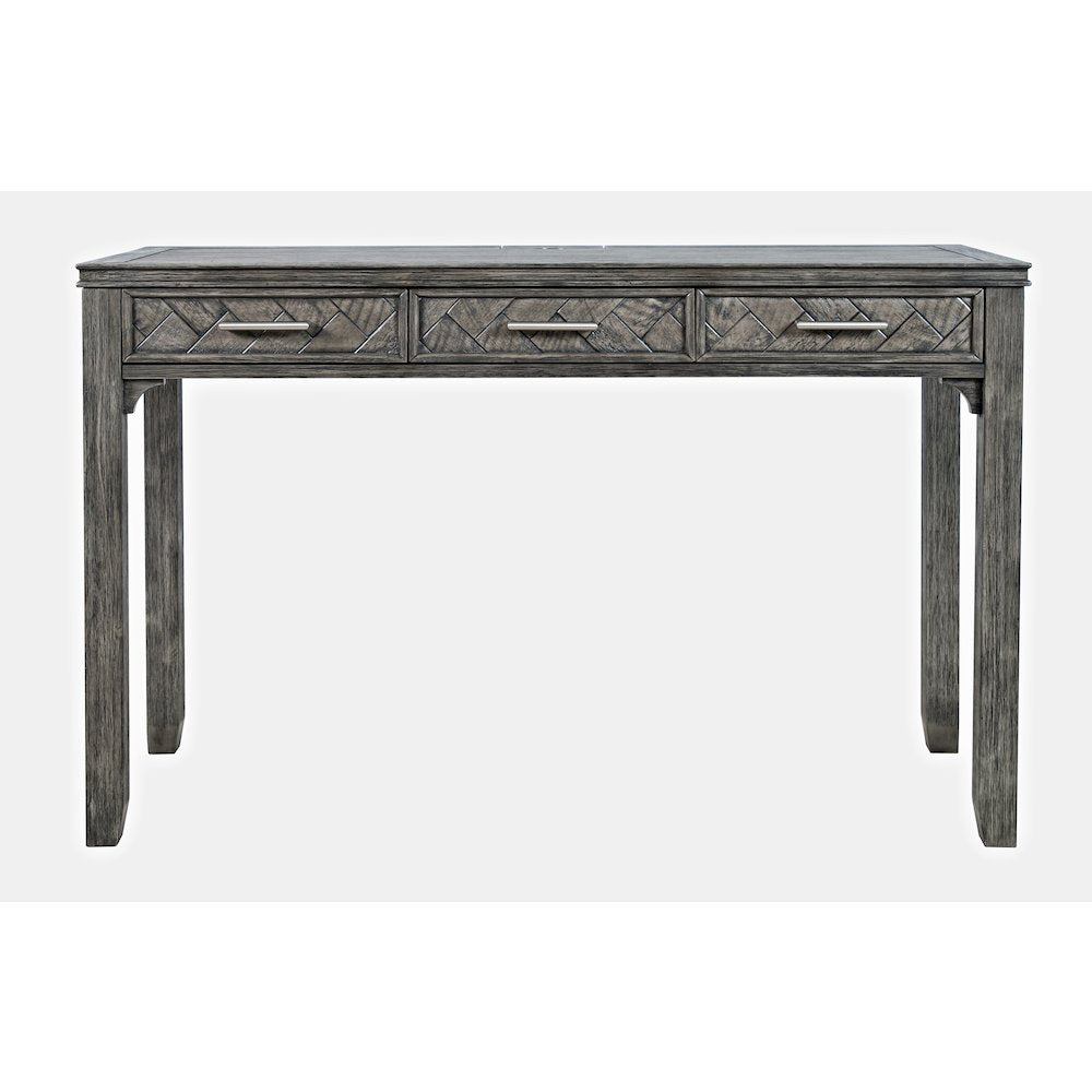 Gramercy Mid-Century Modern Chevron Three Drawer USB Charging Desk