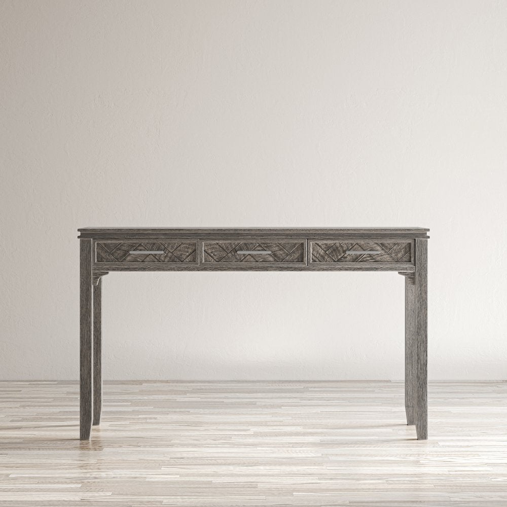 Gramercy Mid-Century Modern Chevron Three Drawer USB Charging Desk