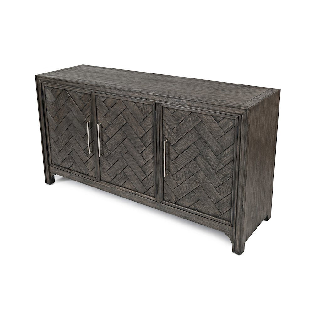 Gramercy Mid-Century Modern Chevron Three Door 60" Accent Cabinet
