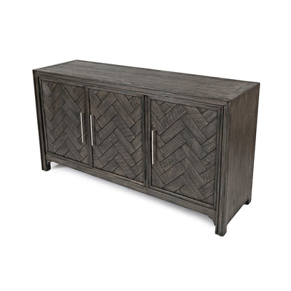 Gramercy Mid-Century Modern Chevron Three Door 60" Accent Cabinet