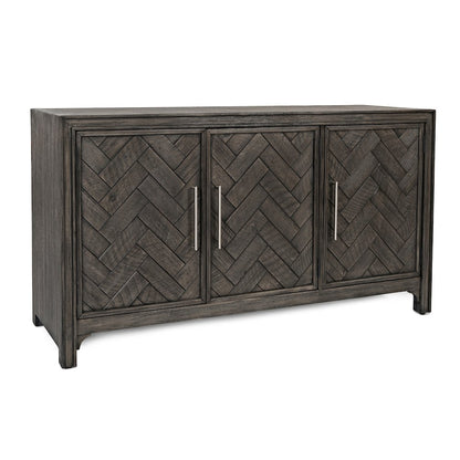Gramercy Mid-Century Modern Chevron Three Door 60" Accent Cabinet