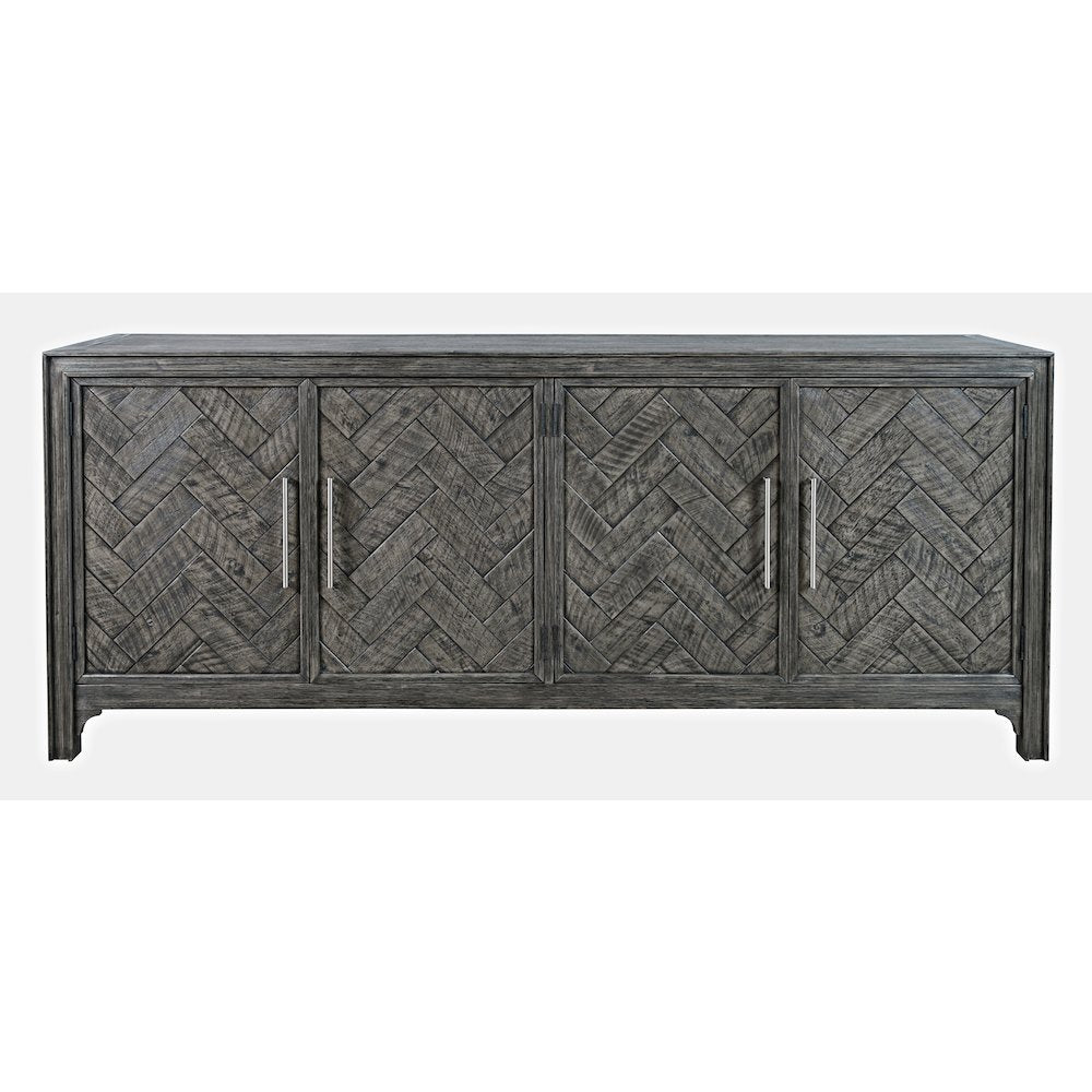 Gramercy Mid-Century Modern Chevron Four Door 79" Accent Cabinet