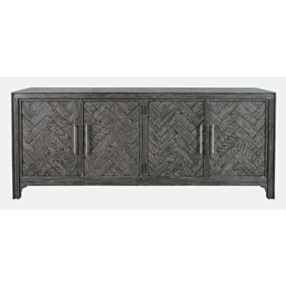 Gramercy Mid-Century Modern Chevron Four Door 79" Accent Cabinet