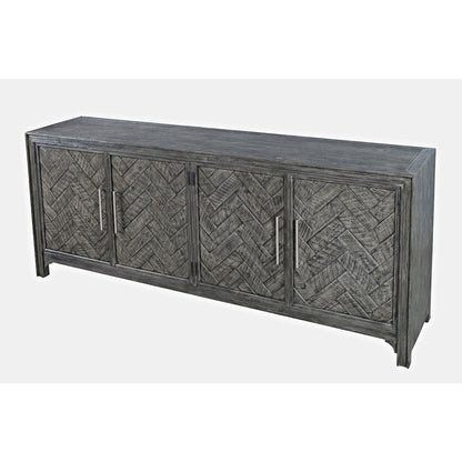 Gramercy Mid-Century Modern Chevron Four Door 79" Accent Cabinet