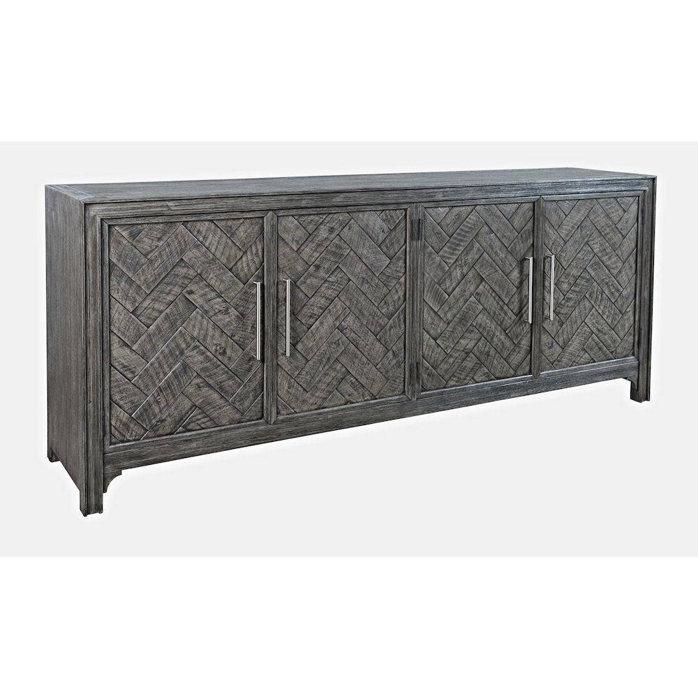 Gramercy Mid-Century Modern Chevron Four Door 79" Accent Cabinet