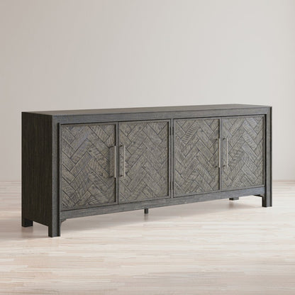 Gramercy Mid-Century Modern Chevron Four Door 79" Accent Cabinet