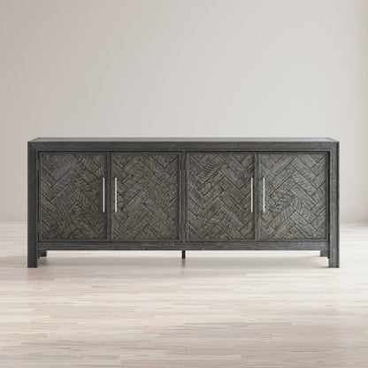 Gramercy Mid-Century Modern Chevron Four Door 79" Accent Cabinet