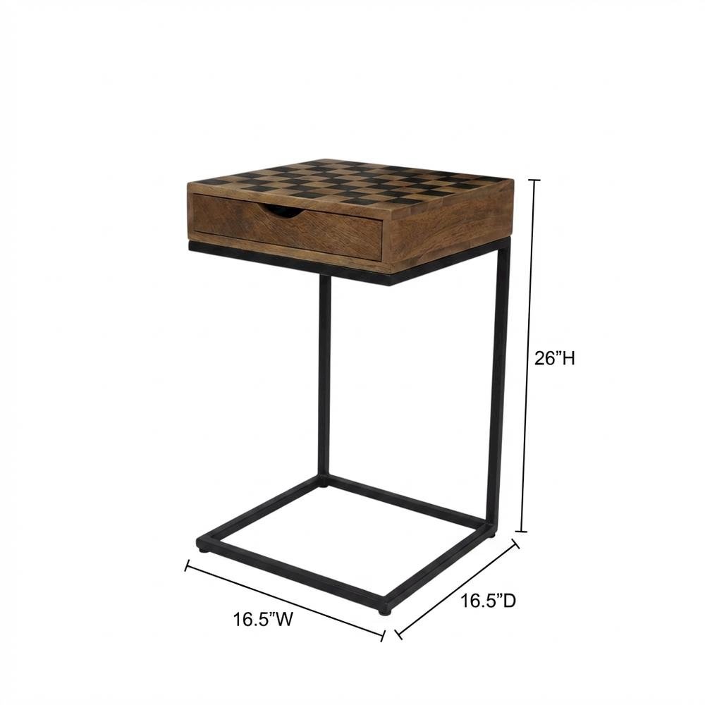 Checkerboard C-Table, Modern Accent Side and End Table for Living Room