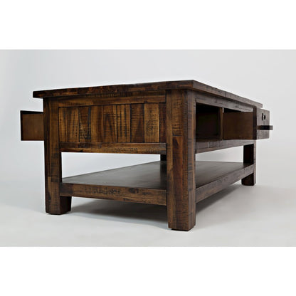 Cannon Valley Distressed Industrial Three Drawer 48" Coffee Table