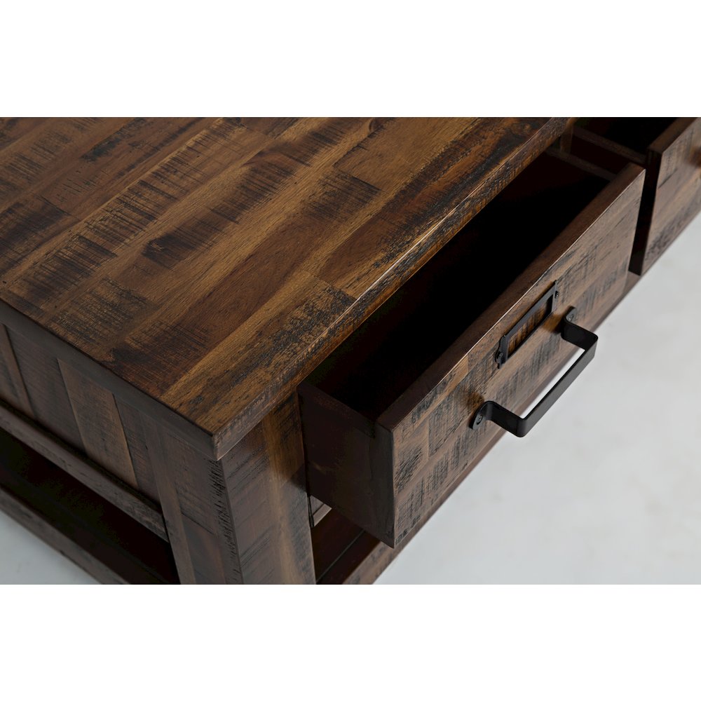 Cannon Valley Distressed Industrial Three Drawer 48" Coffee Table