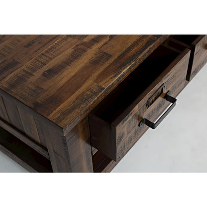 Cannon Valley Distressed Industrial Three Drawer 48" Coffee Table