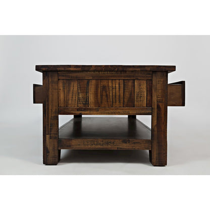 Cannon Valley Distressed Industrial Three Drawer 48" Coffee Table