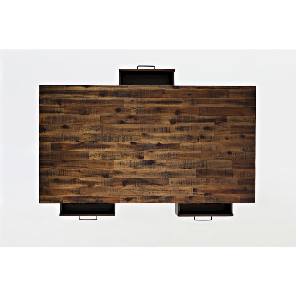 Cannon Valley Distressed Industrial Three Drawer 48" Coffee Table
