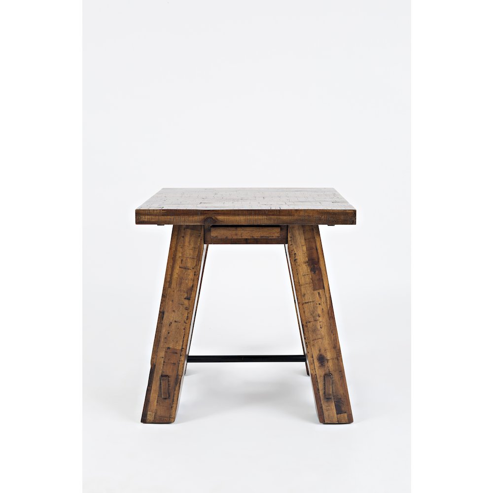 Cannon Valley Rustic Distressed Industrial Trestle End Table