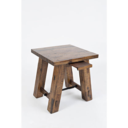 Cannon Valley Rustic Distressed Industrial Trestle End Table