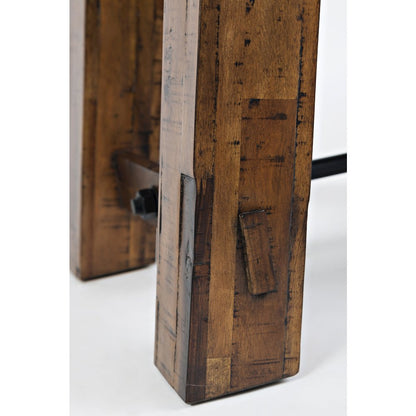 Cannon Valley Rustic Distressed Industrial Trestle End Table